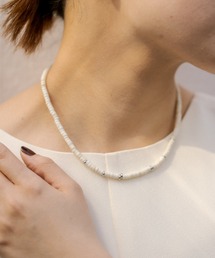 新品　イアパピヨネ　天然石　ホワイトハウライト　ネックレス ear PAPILLONNER（イアパピヨネ）の「《ハウライト》ポイントヒシ