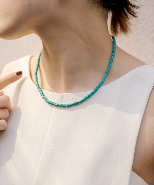 新品　イアパピヨネ　天然石　ホワイトハウライト　ネックレス ear PAPILLONNER（イアパピヨネ）の「《ハウライト》ポイントヒシ