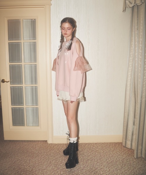 Lovilyn（ラヴィリン）の「ラメリボンオープンショルダー裏起毛スウェット（スウェット・レディース・ホワイト/ピンク・FREE）」の20枚目の写真