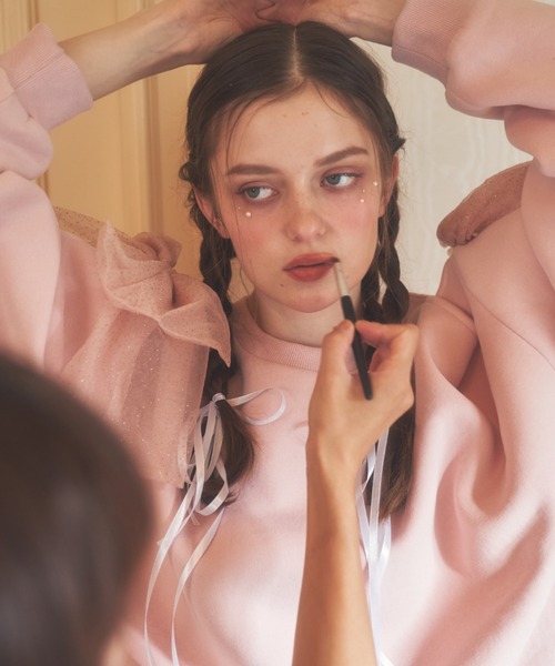 Lovilyn（ラヴィリン）の「ラメリボンオープンショルダー裏起毛スウェット（スウェット・レディース・ホワイト/ピンク・FREE）」の18枚目の写真