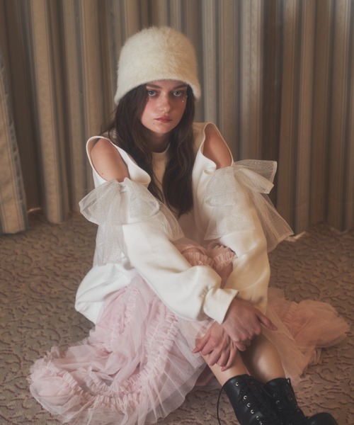 Lovilyn（ラヴィリン）の「ラメリボンオープンショルダー裏起毛スウェット（スウェット・レディース・ホワイト/ピンク・FREE）」の10枚目の写真