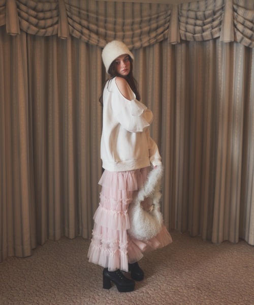 Lovilyn（ラヴィリン）の「ラメリボンオープンショルダー裏起毛スウェット（スウェット・レディース・ホワイト/ピンク・FREE）」の15枚目の写真