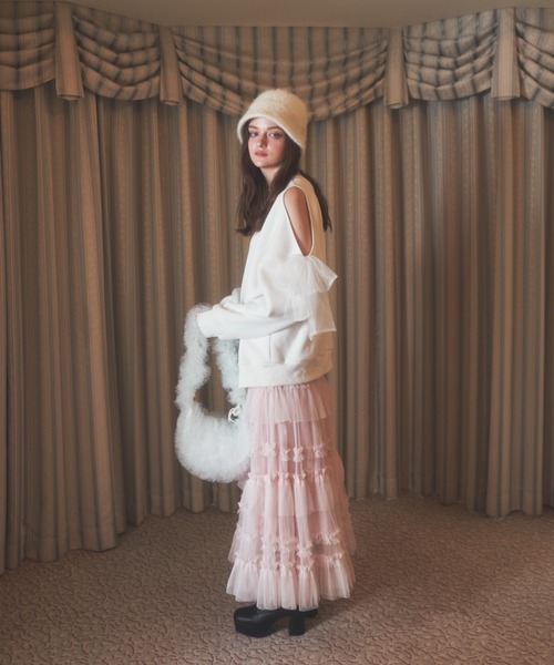 Lovilyn（ラヴィリン）の「ラメリボンオープンショルダー裏起毛スウェット（スウェット・レディース・ホワイト/ピンク・FREE）」の16枚目の写真