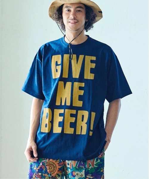 go slow caravan(ゴースローキャラバン)の「Drymix GIVE ME BEER! BIG TEE(Tシャツ/カットソー・メンズ・ブラック系その他2/ライム/ネイビー・MEDIUM/LARGE/X-LARGE)」の3枚目の写真