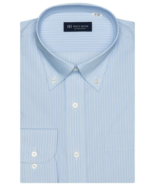 TOKYO SHIRTS(トウキョウシャツ)の「形態安定ノーアイロン ボタンダウン 長袖ビジネスワイシャツ(ビジネスシャツ・メンズ・ブルー・首回り37cm-裄丈80cm/首回り39cm-裄丈80cm/首回り39cm-裄丈84cm/首回り41cm-裄丈82cm/首回り41cm-裄丈86cm/首回り42cm-裄丈82cm/首回り42cm-裄丈86cm/首回り43cm-裄丈82cm/首回り43cm-裄丈86cm)」の1枚目の写真