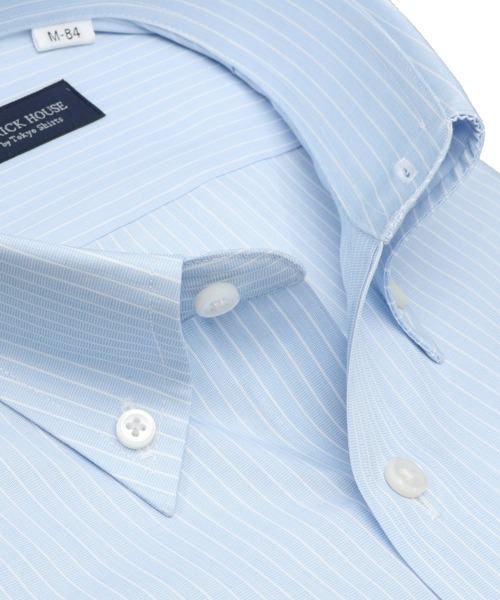 TOKYO SHIRTS(トウキョウシャツ)の「形態安定ノーアイロン ボタンダウン 長袖ビジネスワイシャツ(ビジネスシャツ・メンズ・ブルー・首回り37cm-裄丈80cm/首回り39cm-裄丈80cm/首回り39cm-裄丈84cm/首回り41cm-裄丈82cm/首回り41cm-裄丈86cm/首回り42cm-裄丈82cm/首回り42cm-裄丈86cm/首回り43cm-裄丈82cm/首回り43cm-裄丈86cm)」の2枚目の写真