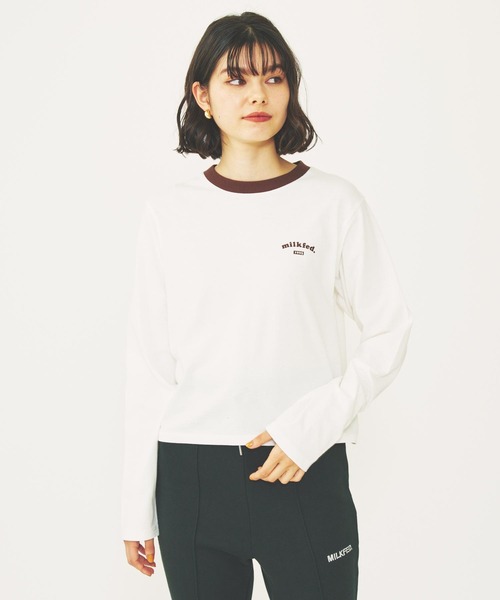 MILKFED.（ミルクフェド）の「ROUNDED HEART LOGO L/S TOP（Tシャツ/カットソー・レディース・ブラック/オリーブ/ホワイト・ONE SIZE）」の17枚目の写真