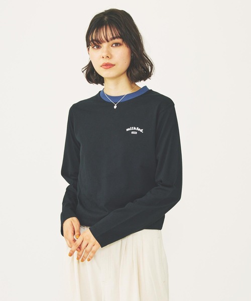 MILKFED.（ミルクフェド）の「ROUNDED HEART LOGO L/S TOP（Tシャツ/カットソー・レディース・ブラック/オリーブ/ホワイト・ONE SIZE）」の9枚目の写真