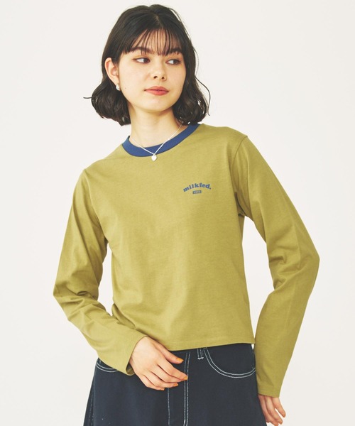 MILKFED.（ミルクフェド）の「ROUNDED HEART LOGO L/S TOP（Tシャツ/カットソー・レディース・ブラック/オリーブ/ホワイト・ONE SIZE）」の13枚目の写真