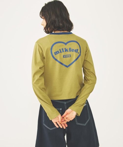 MILKFED.（ミルクフェド）の「ROUNDED HEART LOGO L/S TOP（Tシャツ/カットソー・レディース・ブラック/オリーブ/ホワイト・ONE SIZE）」の14枚目の写真