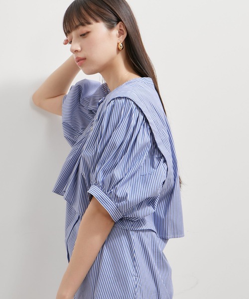 VIS(ビス)の「【洗える】ラインストーンシャツチュニックブラウス(シャツ/ブラウス・レディース・ホワイト/ダークブラウン/サックスブルー・FREE)」の11枚目の写真