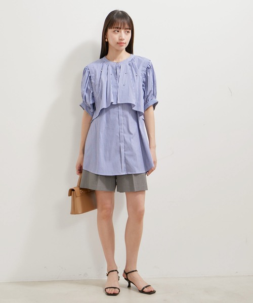 VIS(ビス)の「【洗える】ラインストーンシャツチュニックブラウス(シャツ/ブラウス・レディース・ホワイト/ダークブラウン/サックスブルー・FREE)」の8枚目の写真