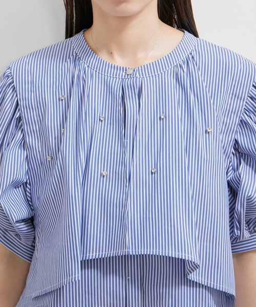 VIS(ビス)の「【洗える】ラインストーンシャツチュニックブラウス(シャツ/ブラウス・レディース・ホワイト/ダークブラウン/サックスブルー・FREE)」の19枚目の写真