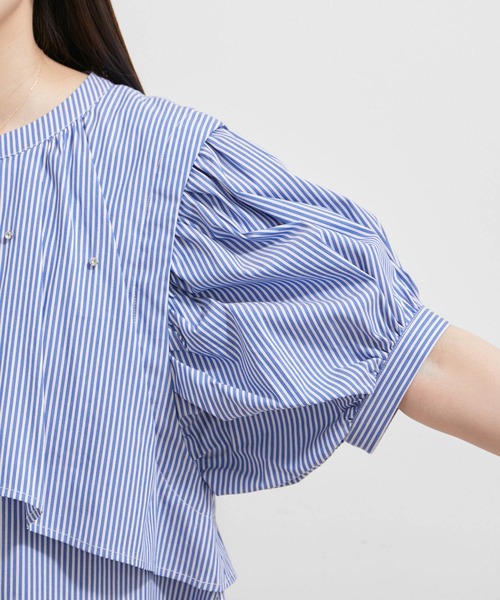 VIS(ビス)の「【洗える】ラインストーンシャツチュニックブラウス(シャツ/ブラウス・レディース・ホワイト/ダークブラウン/サックスブルー・FREE)」の17枚目の写真