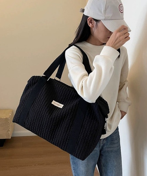 shopnikoniko(ショップニコニコ)の「トラベルバッグ ボストン 大容量 キャリー オンバッグ かわいい 旅行 軽量 ボストンバッグ(スーツケース/キャリーバッグ・レディース・ホワイト/ピンク/ブラック・フリー)」の13枚目の写真