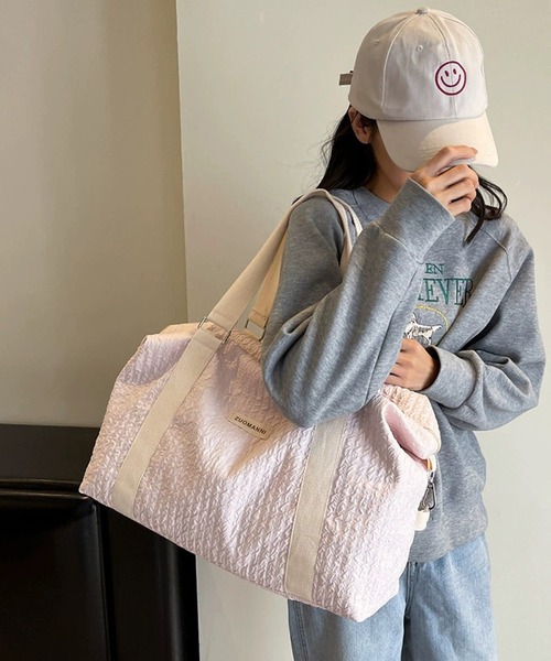 shopnikoniko(ショップニコニコ)の「トラベルバッグ ボストン 大容量 キャリー オンバッグ かわいい 旅行 軽量 ボストンバッグ(スーツケース/キャリーバッグ・レディース・ホワイト/ピンク/ブラック・フリー)」の8枚目の写真