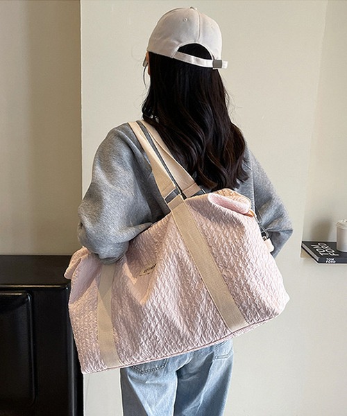 shopnikoniko(ショップニコニコ)の「トラベルバッグ ボストン 大容量 キャリー オンバッグ かわいい 旅行 軽量 ボストンバッグ(スーツケース/キャリーバッグ・レディース・ホワイト/ピンク/ブラック・フリー)」の9枚目の写真