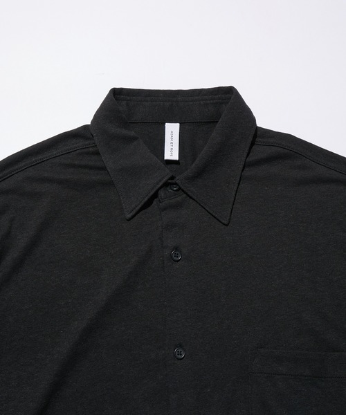 ADAM ET ROPE'(アダムエロペ)の「ミックスリネン スラブ 天竺 レギュラーカラー ショートスリーブシャツ / ロングシーズン着用可能(シャツ/ブラウス・メンズ・ブラック/グレー・L/M)」の8枚目の写真