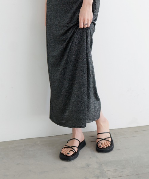 LIAN（リアン）の「ラメタイトスカート（スカート・レディース・オフホワイト/ブラック・FREE）」の4枚目の写真