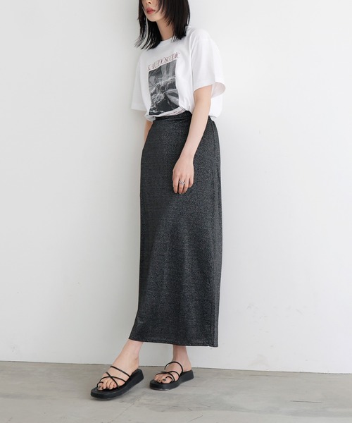 LIAN（リアン）の「ラメタイトスカート（スカート・レディース・オフホワイト/ブラック・FREE）」の6枚目の写真