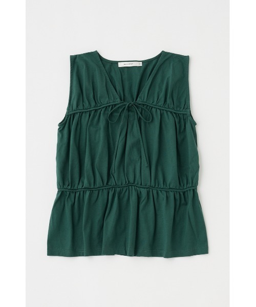 MOUSSY（マウジー）の「STRINGS GATHERED トップス（タンクトップ・レディース・ダークグリーン/オフホワイト/ブラック・FREE）」の4枚目の写真