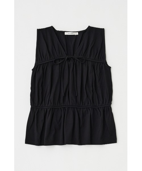 MOUSSY（マウジー）の「STRINGS GATHERED トップス（タンクトップ・レディース・ダークグリーン/オフホワイト/ブラック・FREE）」の6枚目の写真