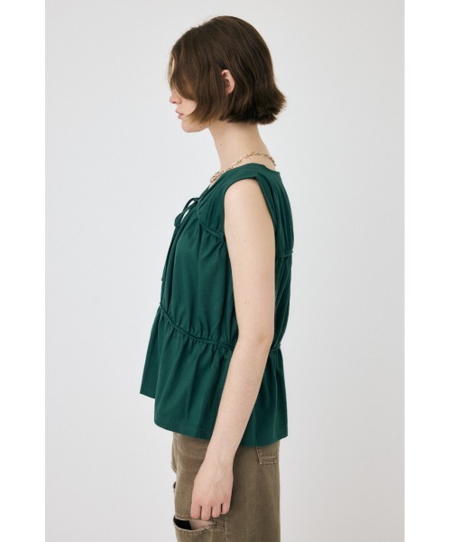 MOUSSY（マウジー）の「STRINGS GATHERED トップス（タンクトップ・レディース・ダークグリーン/オフホワイト/ブラック・FREE）」の14枚目の写真