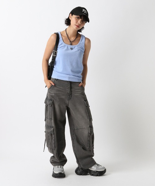 PAGEBOY(ページボーイ)の「パイルプレートタンク(タンクトップ・レディース・ブラック/ライトブルー/グレー・FREE)」の11枚目の写真