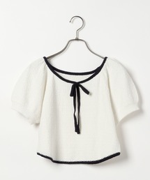 Heather | 配色リボンニット（半袖）　134980(ニット/セーター)