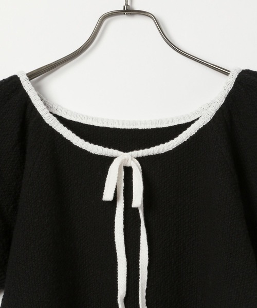 Heather(ヘザー)の「配色リボンニット(半袖) 134980(ニット/セーター・レディース・ライトブルー/ブラック/オフホワイト・FREE)」の5枚目の写真