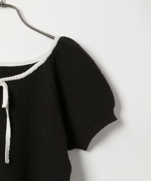 Heather(ヘザー)の「配色リボンニット(半袖) 134980(ニット/セーター・レディース・ライトブルー/ブラック/オフホワイト・FREE)」の7枚目の写真