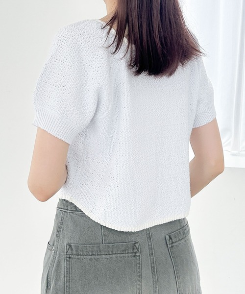 Heather(ヘザー)の「配色リボンニット(半袖) 134980(ニット/セーター・レディース・ライトブルー/ブラック/オフホワイト・FREE)」の16枚目の写真