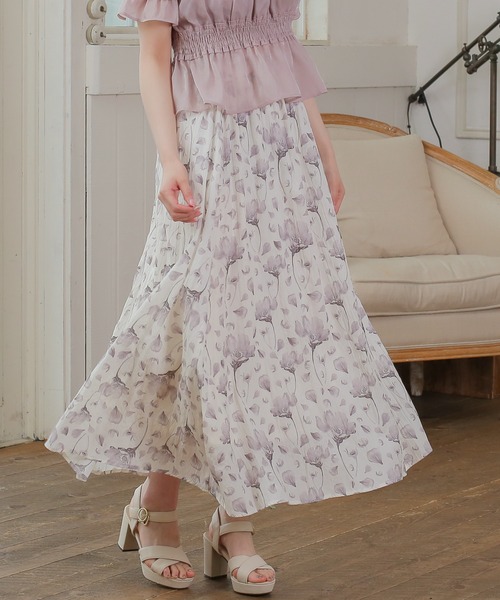 セール】シワ加工花柄ロングスカート（スカート）｜ASTORIA ODIER  