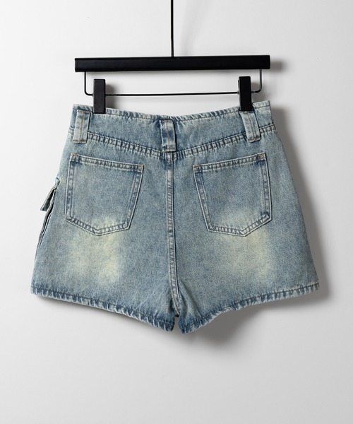 me+em select（ミームセレクト）の「※※【 ３size 】 ３ポケットカーゴデニムミニスカートパンツ ／ 3-pocket cargo denim mini skirt pants（デニムスカート・レディース・ブルー・SMALL/MEDIUM/LARGE）」の10枚目の写真