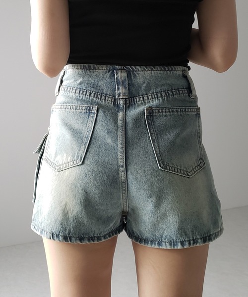 me+em select（ミームセレクト）の「※※【 ３size 】 ３ポケットカーゴデニムミニスカートパンツ ／ 3-pocket cargo denim mini skirt pants（デニムスカート・レディース・ブルー・SMALL/MEDIUM/LARGE）」の20枚目の写真