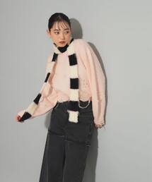 Ray BEAMS | スリム ニット ボーダー マフラー(マフラー)