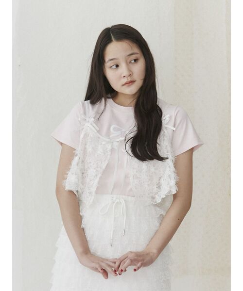 merry jenny（メリージェニー）の「rabbit ribbon tee（Tシャツ/カットソー・レディース・ピンク/オフホワイト・FREE）」の9枚目の写真