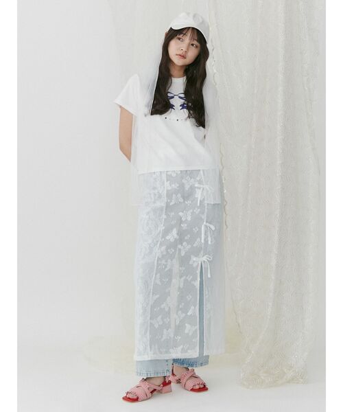 merry jenny（メリージェニー）の「rabbit ribbon tee（Tシャツ/カットソー・レディース・ピンク/オフホワイト・FREE）」の5枚目の写真