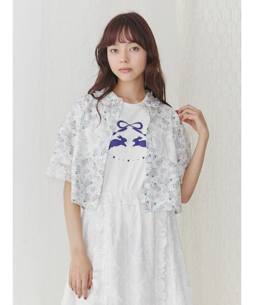 merry jenny（メリージェニー）の「rabbit ribbon tee（Tシャツ/カットソー・レディース・ピンク/オフホワイト・FREE）」の16枚目の写真
