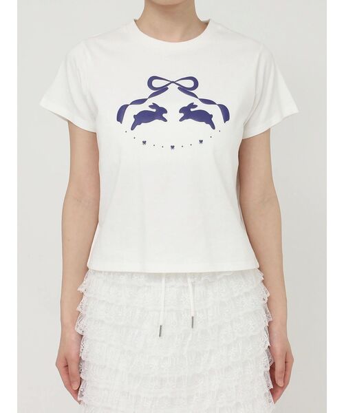 merry jenny（メリージェニー）の「rabbit ribbon tee（Tシャツ/カットソー・レディース・ピンク/オフホワイト・FREE）」の12枚目の写真