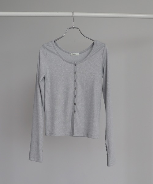 earth music&ecology(アースミュージックアンドエコロジー)の「ラメリブカーディガン(カーディガン/ボレロ・レディース・アイボリー/サックスブルー/ブラウン/ライトグレー・FREE)」の7枚目の写真