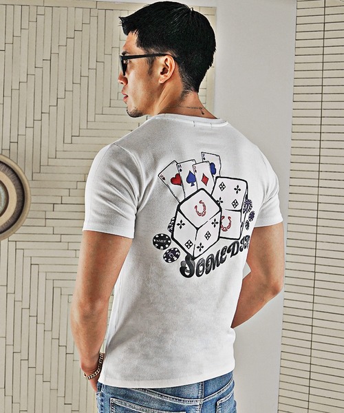 SOMEDIFF(サムディフ)の「半袖ギャンブラーTシャツ メンズ(Tシャツ/カットソー・メンズ・ホワイト/ブラック・M/L/XL)」の4枚目の写真