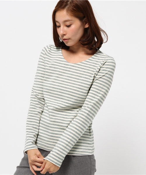 SIMONE LIST（シモーヌリスト）の「フレンチテリー天竺ボーダー（Tシャツ/カットソー・レディース・グレー/ブラック・38）」の2枚目の写真