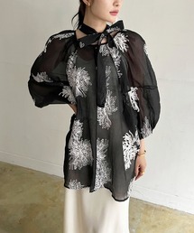 ボリュームスリーブ刺繍シアーチュニック