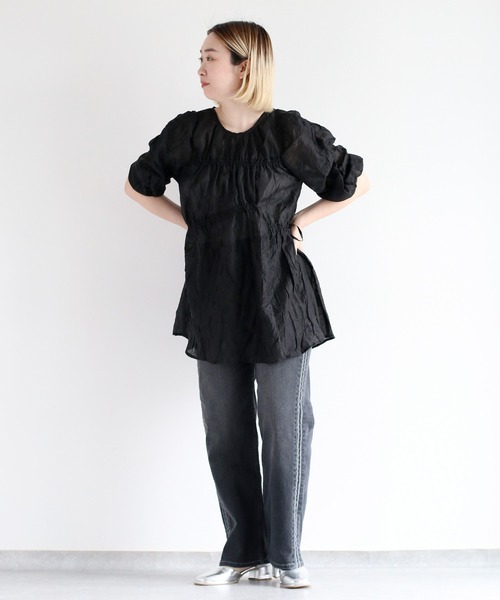 cepo（セポ）の「シャーリングワッシャーチュニック（チュニック・レディース・ブラック/ベージュ/カーキ・M）」の18枚目の写真