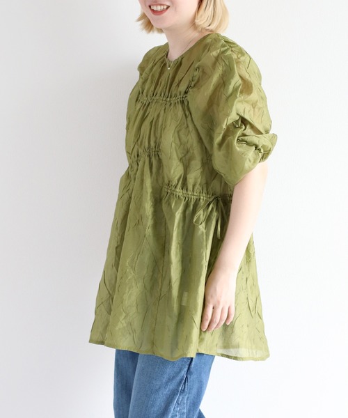 cepo（セポ）の「シャーリングワッシャーチュニック（チュニック・レディース・ブラック/ベージュ/カーキ・M）」の5枚目の写真