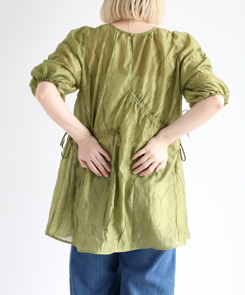 cepo（セポ）の「シャーリングワッシャーチュニック（チュニック・レディース・ブラック/ベージュ/カーキ・M）」の6枚目の写真