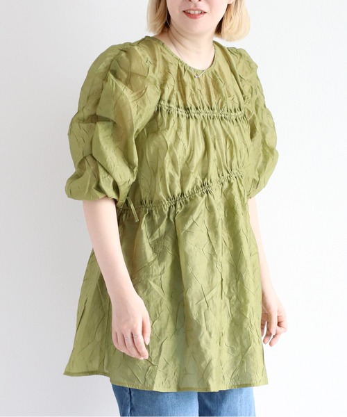 cepo（セポ）の「シャーリングワッシャーチュニック（チュニック・レディース・ブラック/ベージュ/カーキ・M）」の8枚目の写真