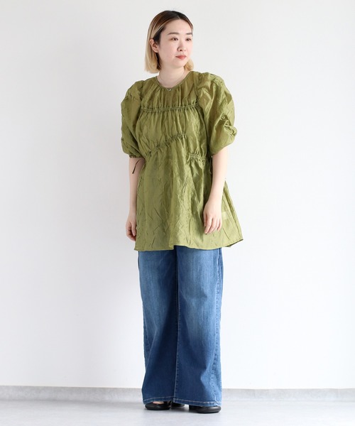 cepo（セポ）の「シャーリングワッシャーチュニック（チュニック・レディース・ブラック/ベージュ/カーキ・M）」の9枚目の写真