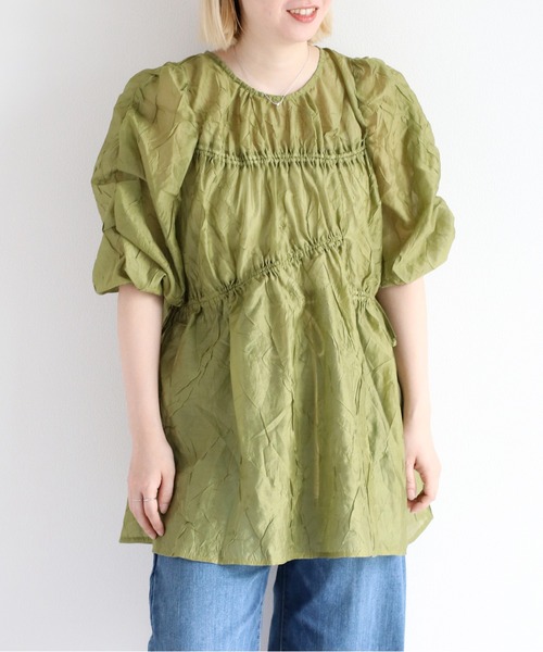 cepo（セポ）の「シャーリングワッシャーチュニック（チュニック・レディース・ブラック/ベージュ/カーキ・M）」の4枚目の写真